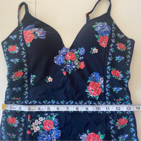 TORY BURCH Tea Rose Heirloom Stripe Floral Print One Piece Swimsuit - Picture 14 of 15